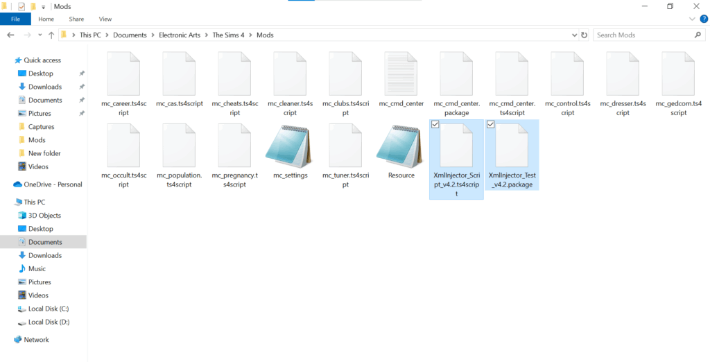 moving files to the mod folder